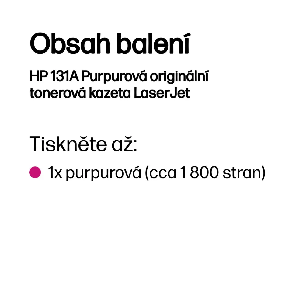 HP CF213A originální toner purpurový č.131A cca 1800str. (pro CLJ M251, M276, magenta)