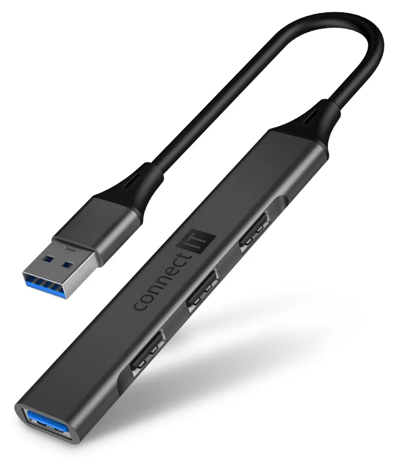 CONNECT IT USB-A hub, (1xUSB-A 3.0, 3xUSB-A 2.0), externí, ANTRACITOVÝ