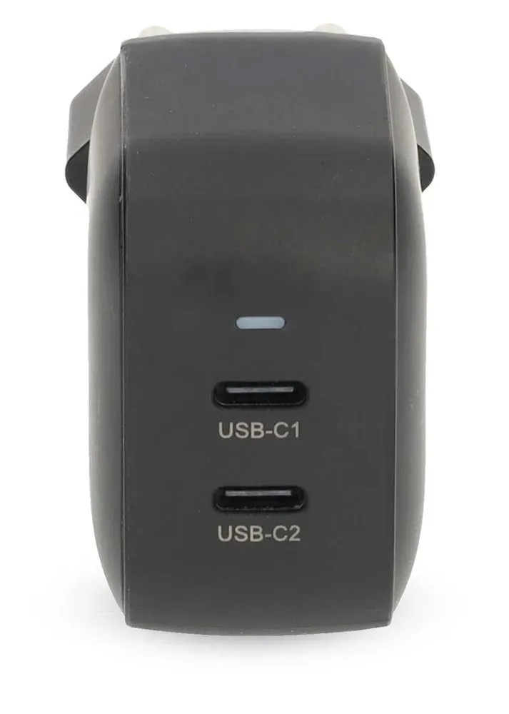 NEDIS síťová nabíječka/ 45 W/ PD 3.0/ rychlé nabíjení/ 2.25 / 3.0 A/ 2x USB-C/ černá
