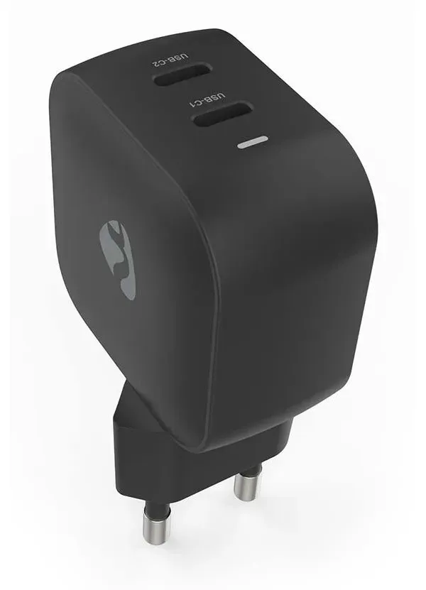 NEDIS síťová nabíječka/ 45 W/ PD 3.0/ rychlé nabíjení/ 2.25 / 3.0 A/ 2x USB-C/ černá
