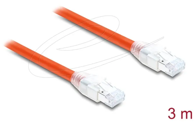 Delock Síťový kabel RJ45 Cat.8.1 S/FTP, 3 m, až 40 Gbps, oranžový