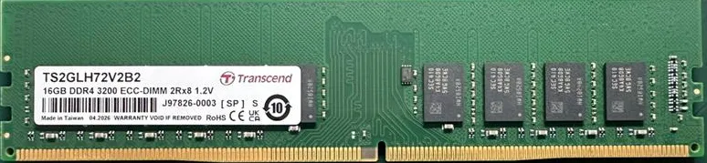 Transcend paměť 16GB DDR4 3200 ECC-DIMM 2Rx8 1Gx8 CL22 1.2V SEC-1z