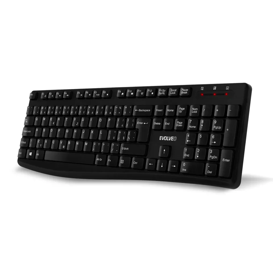 EVOLVEO K1050, bezhlučný set bezdr. klávesnice a myši, CZ+SK, černá