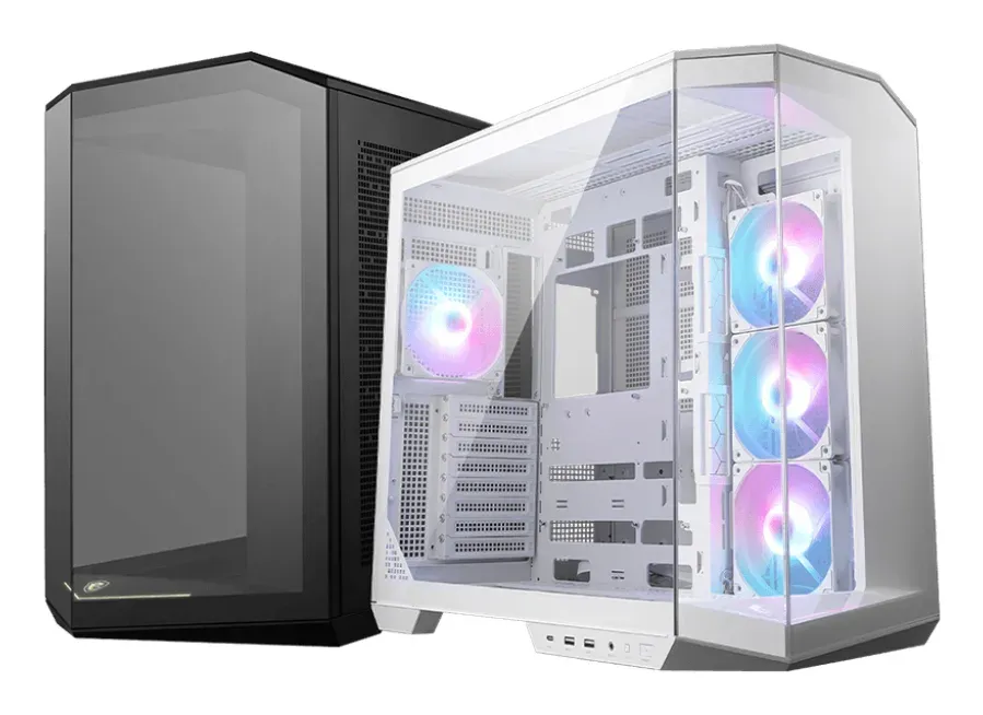 MSI skříň MAG PANO 100R PZ White/ bez zdroje/ levé a přední sklo/ 4x 120 mm A-RGB fan/ 1x USB-C/ 1x USB3.2/ bílá