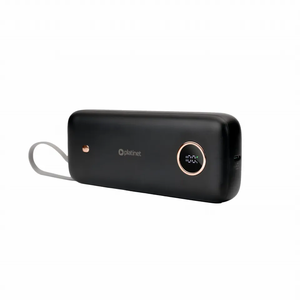 Platinet Powerbanka 20000 mAh 70W Power Delivery, 1xUSB-C, 1xUSB-A, kabel USB-C 1m, černá