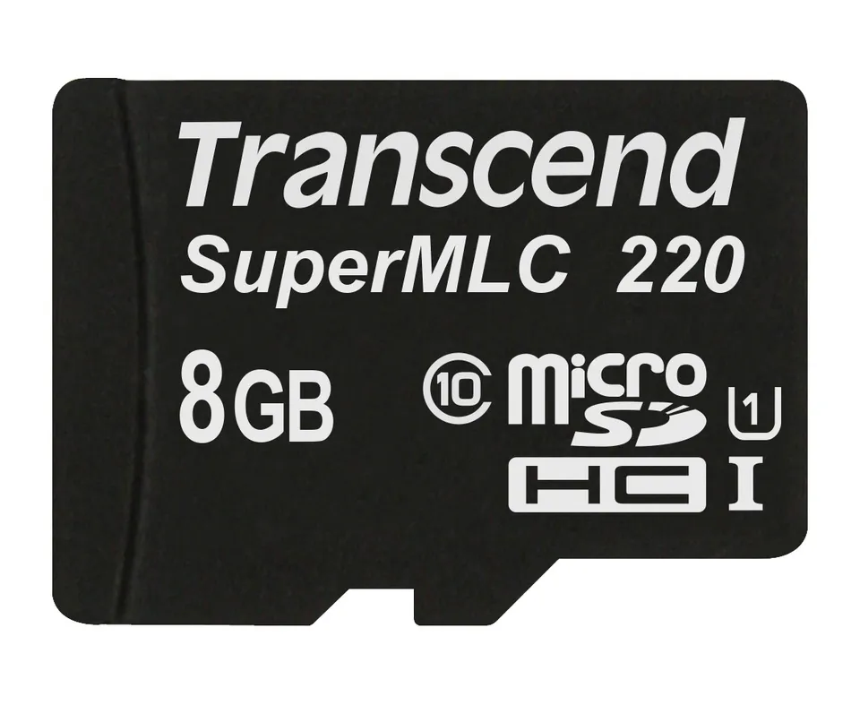 Transcend 8GB microSDHC220I UHS-I U1 (Class 10) SuperMLC industrial memory card, black