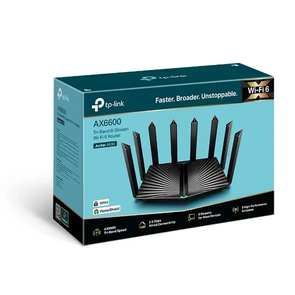 TP-Link Archer AX90 - AX6600, 2,5 GLAN/WAN, Port USB 2.0, Tri-Band Wi-Fi 6 Route
