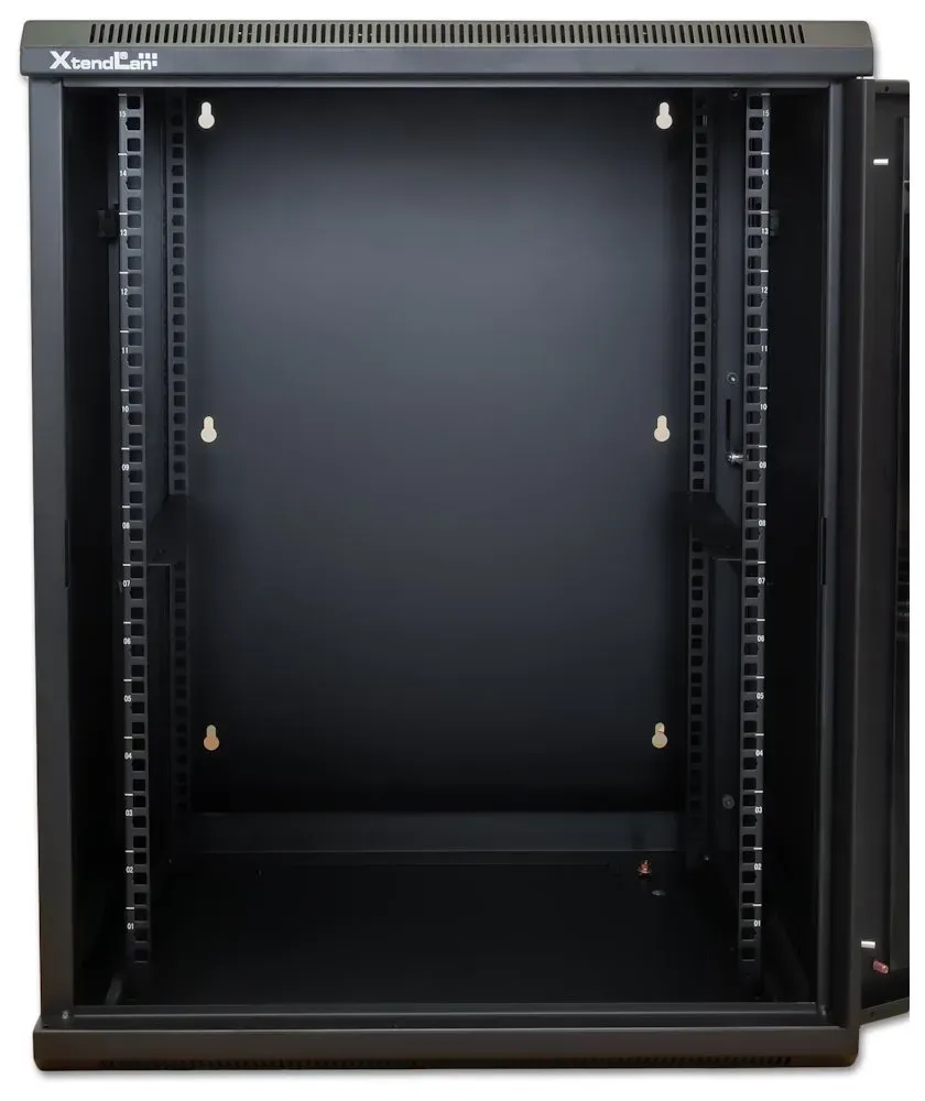 XtendLan 12U/600x550, na zeď, dvoudílný, skleněné dveře (WD-12U-65-BLACK)