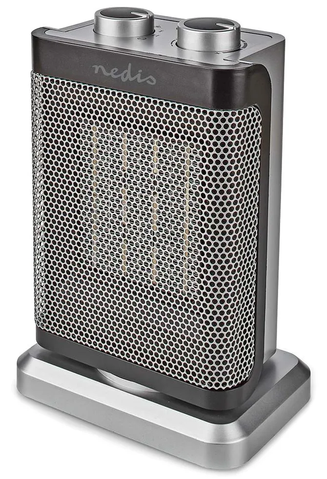 NEDIS keramický horkovzdušný ventilátor PTC/ termostat/ spotřeba 1500 W/ 2 tepelné režimy/ ochrana proti převrácení