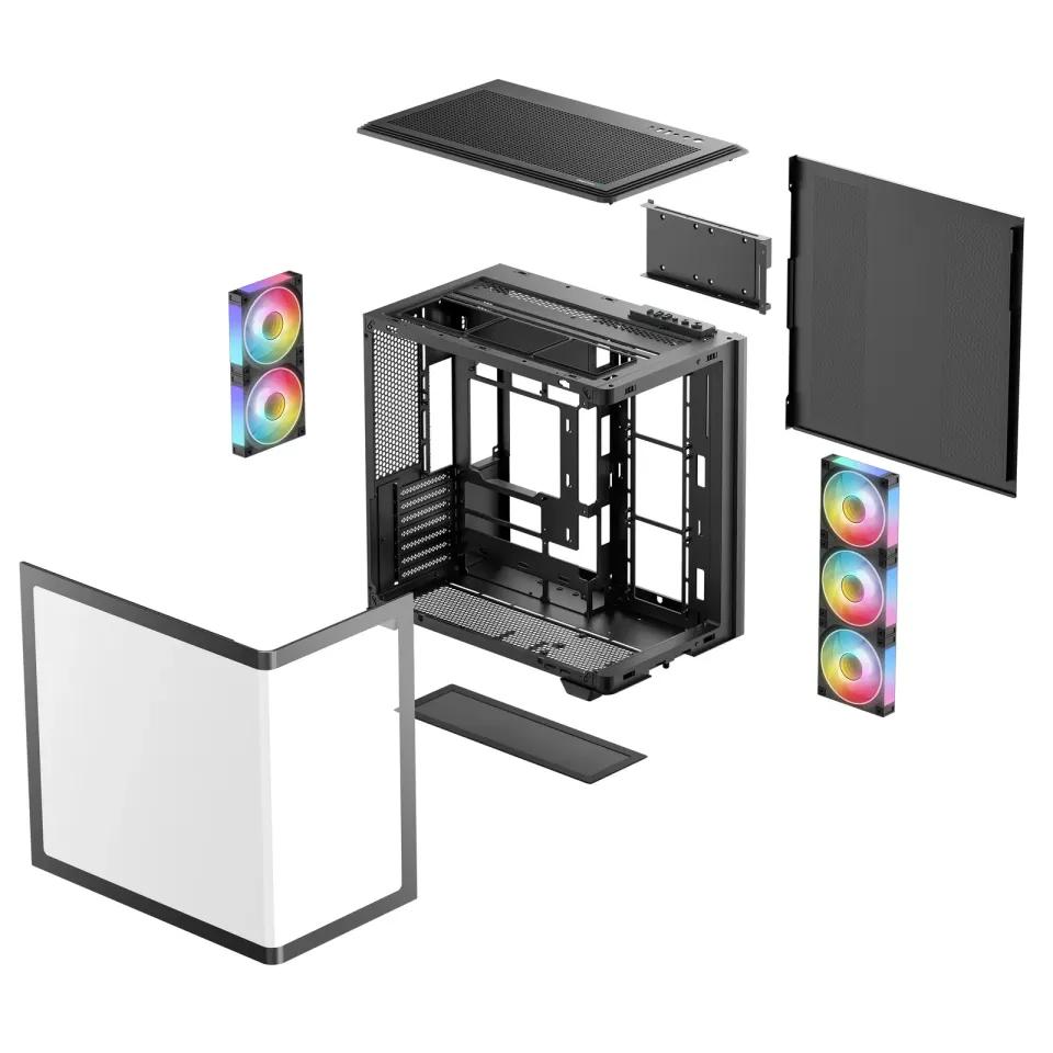 DEEPCOOL Case CG590U 5F, ATX, Průhledná bočnice, 5x120mm ARGB Fan, černá