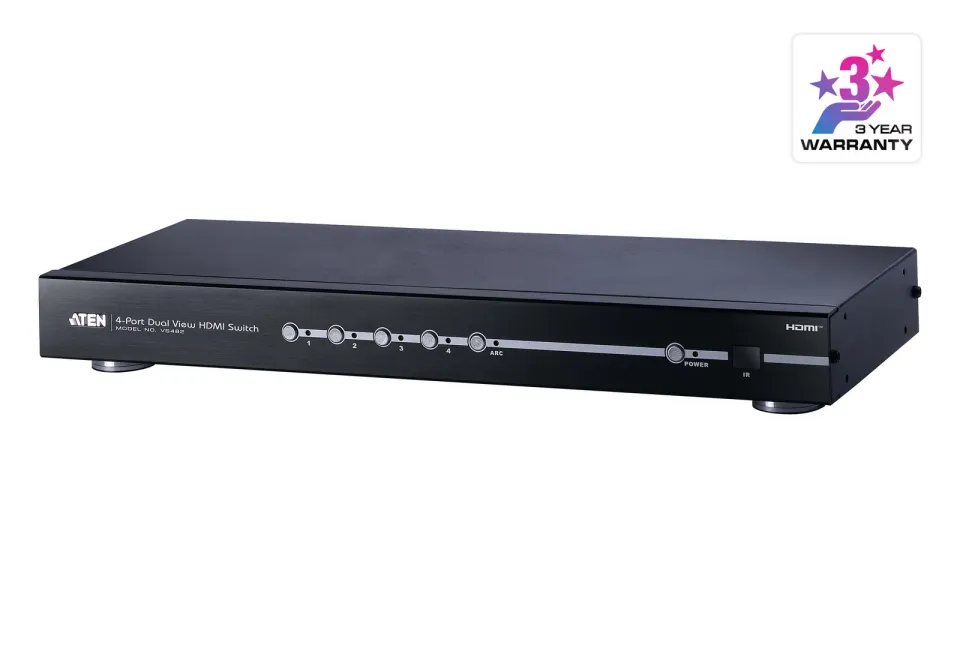 ATEN VS-482 4-portový Dual View HDMI přepínač, RS-232, extra audio