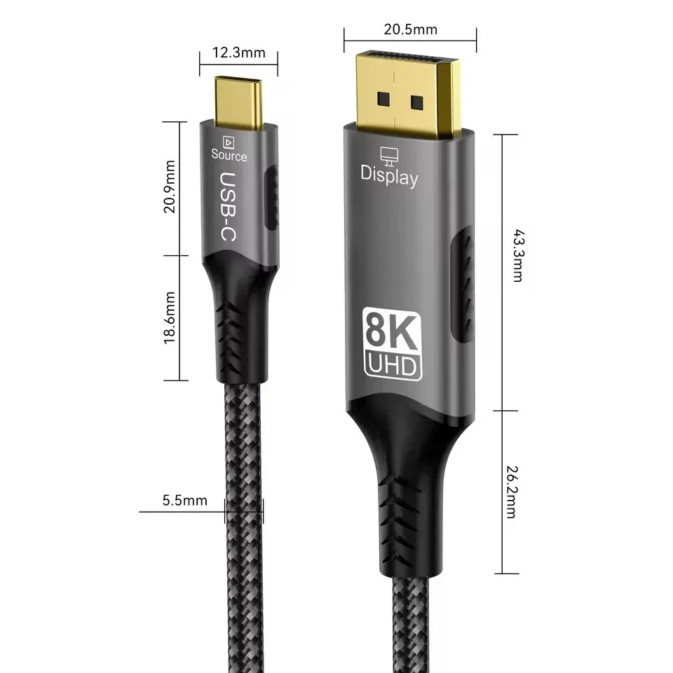 PremiumCord kabel USB-C na DisplayPort DP1.4 8K@60Hz a 4k@120Hz 2m