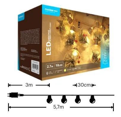 Modee ML-C2022 10LED 270cm žárovky vánoční dekorace teplá IP44