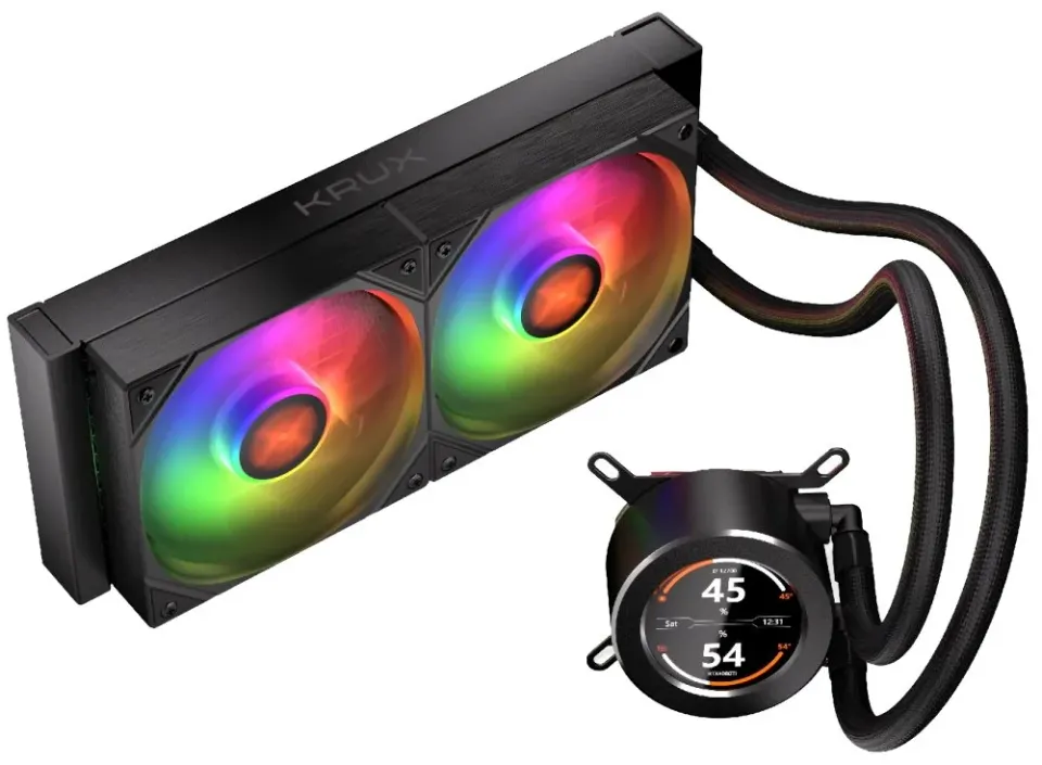 Krux vodní chladič CPU HydroGlance 240 ARGB LCD / 2x120mm ARGB / PWM / display / AMD i Intel