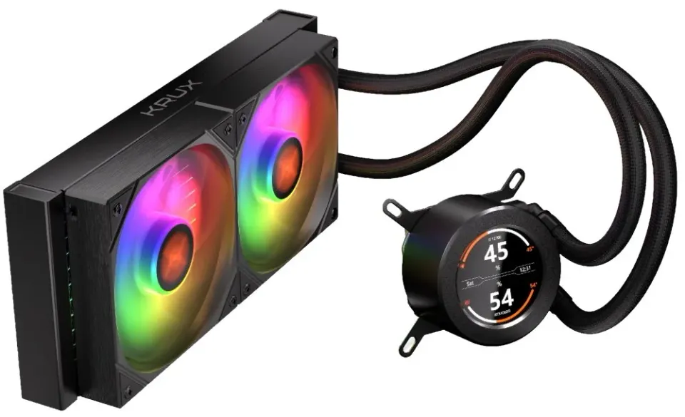 Krux vodní chladič CPU HydroGlance 240 ARGB LCD / 2x120mm ARGB / PWM / display / AMD i Intel