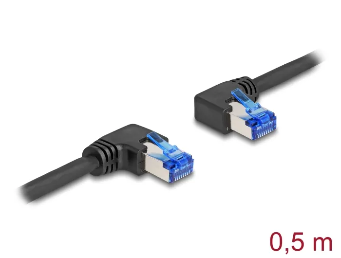 Delock Síťový kabel s konektorem RJ45 Cat.6A, S/FTP pravý / levý, pravoúhlý, dél