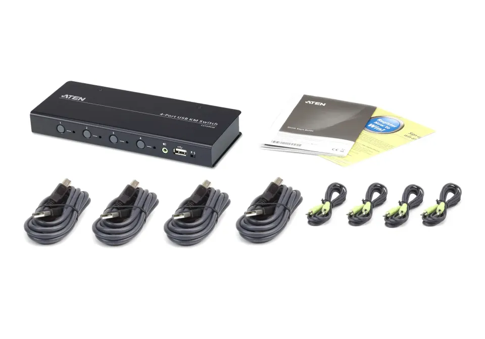 ATEN KVM switch CS724KM 4-port USB Boundless KM Switch (Cables included)