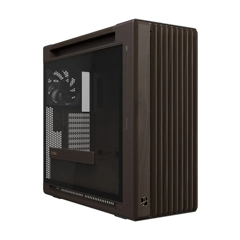 ASUS case PROART PA602 WALNUT WOOD RETRO TG, Mid Tower, průhledná bočnice, hnědá
