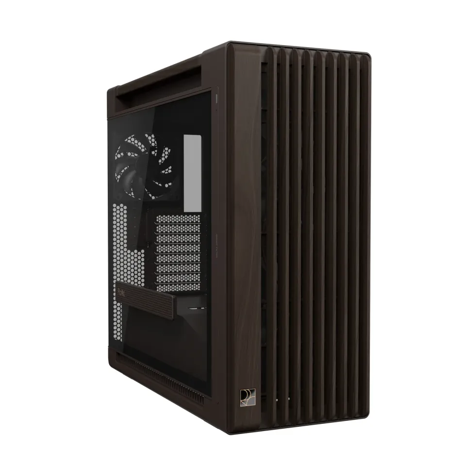 ASUS case PROART PA602 WALNUT WOOD RETRO TG, Mid Tower, průhledná bočnice, hnědá