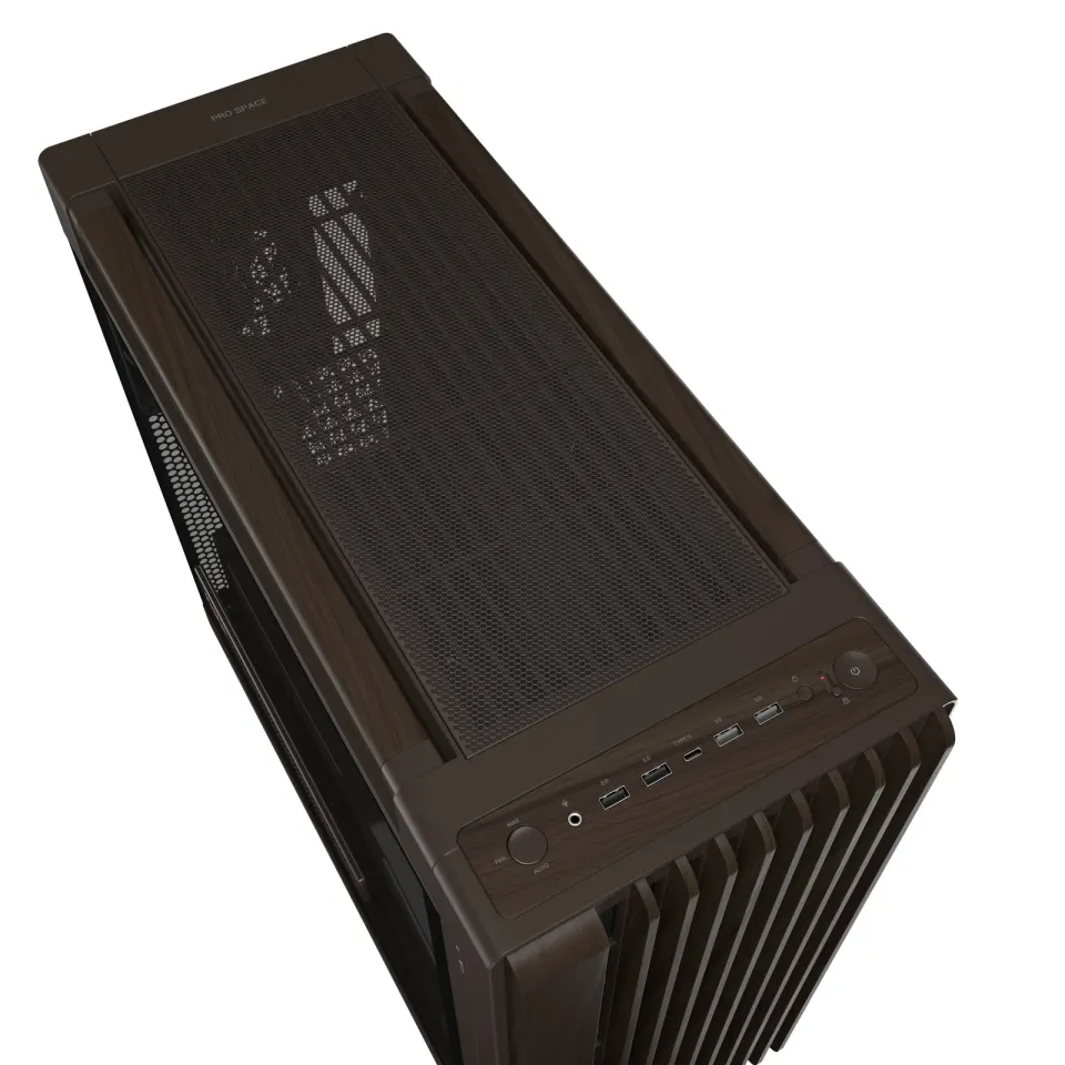 ASUS case PROART PA602 WALNUT WOOD RETRO TG, Mid Tower, průhledná bočnice, hnědá