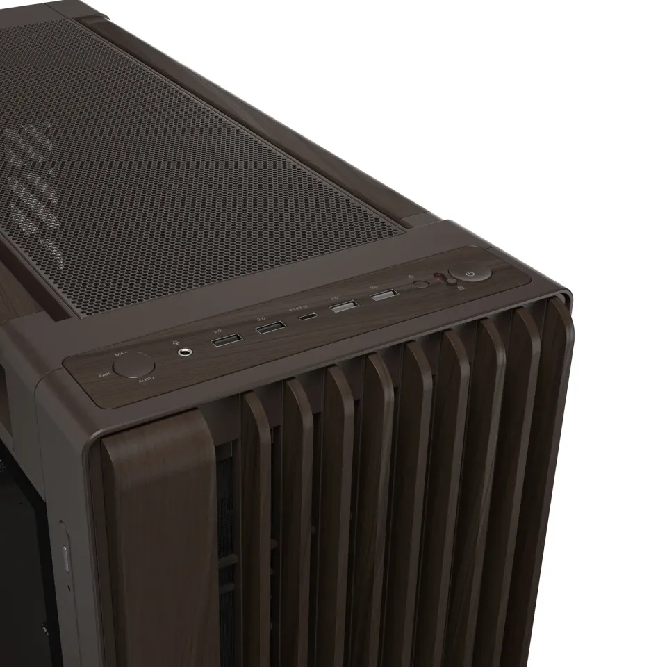 ASUS case PROART PA602 WALNUT WOOD RETRO TG, Mid Tower, průhledná bočnice, hnědá