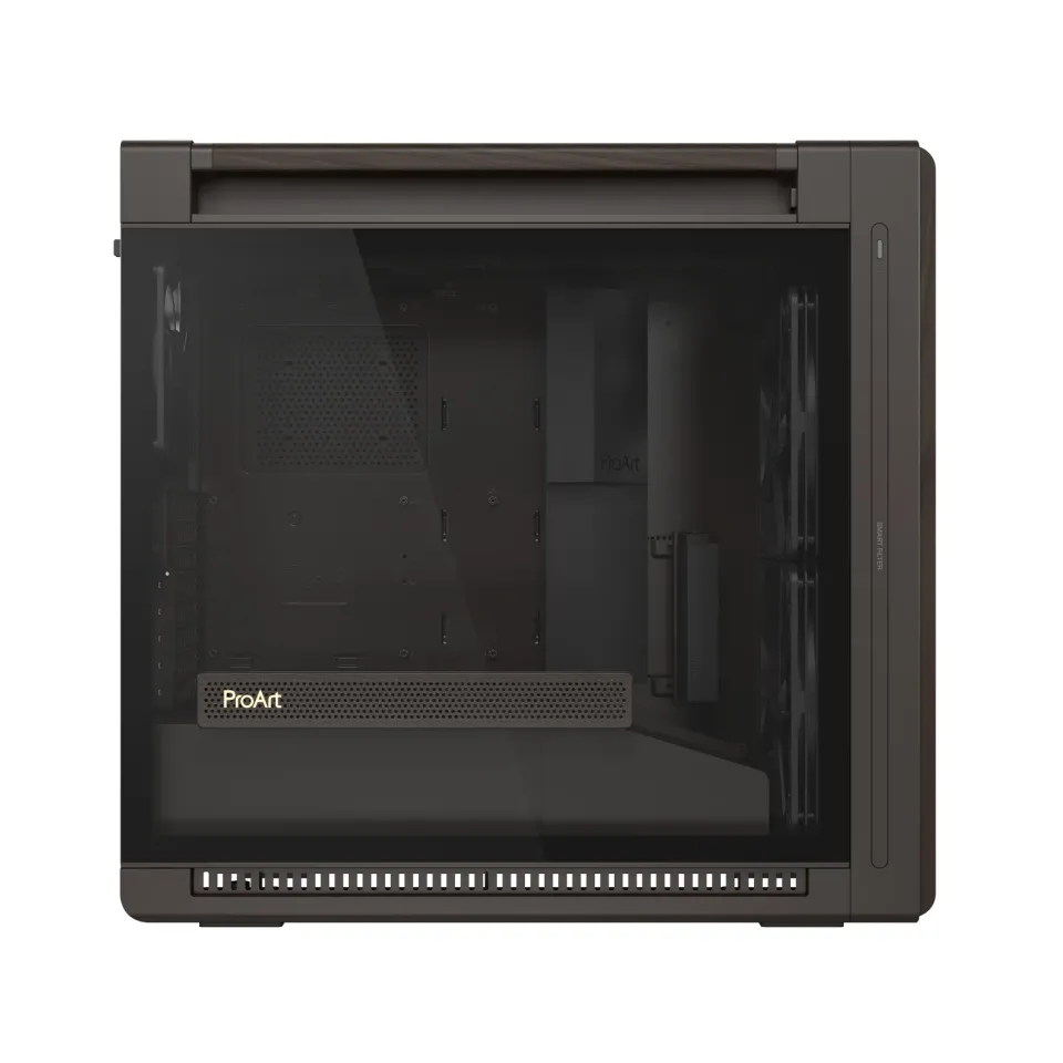 ASUS case PROART PA602 WALNUT WOOD RETRO TG, Mid Tower, průhledná bočnice, hnědá
