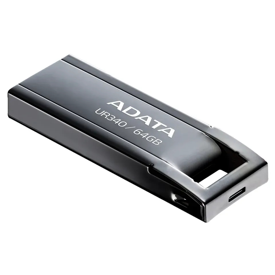 ADATA Flash Disk 64GB UR340, USB 3.2 Dash Drive, kov lesklá černá