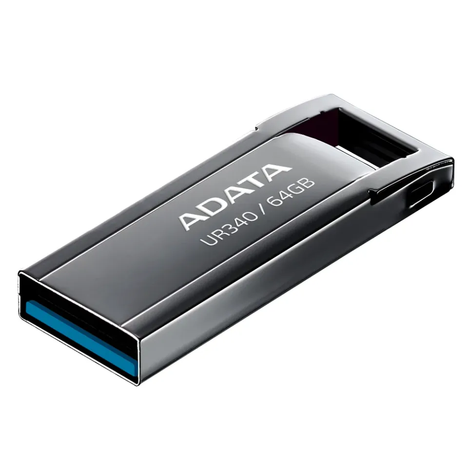 ADATA Flash Disk 64GB UR340, USB 3.2 Dash Drive, kov lesklá černá
