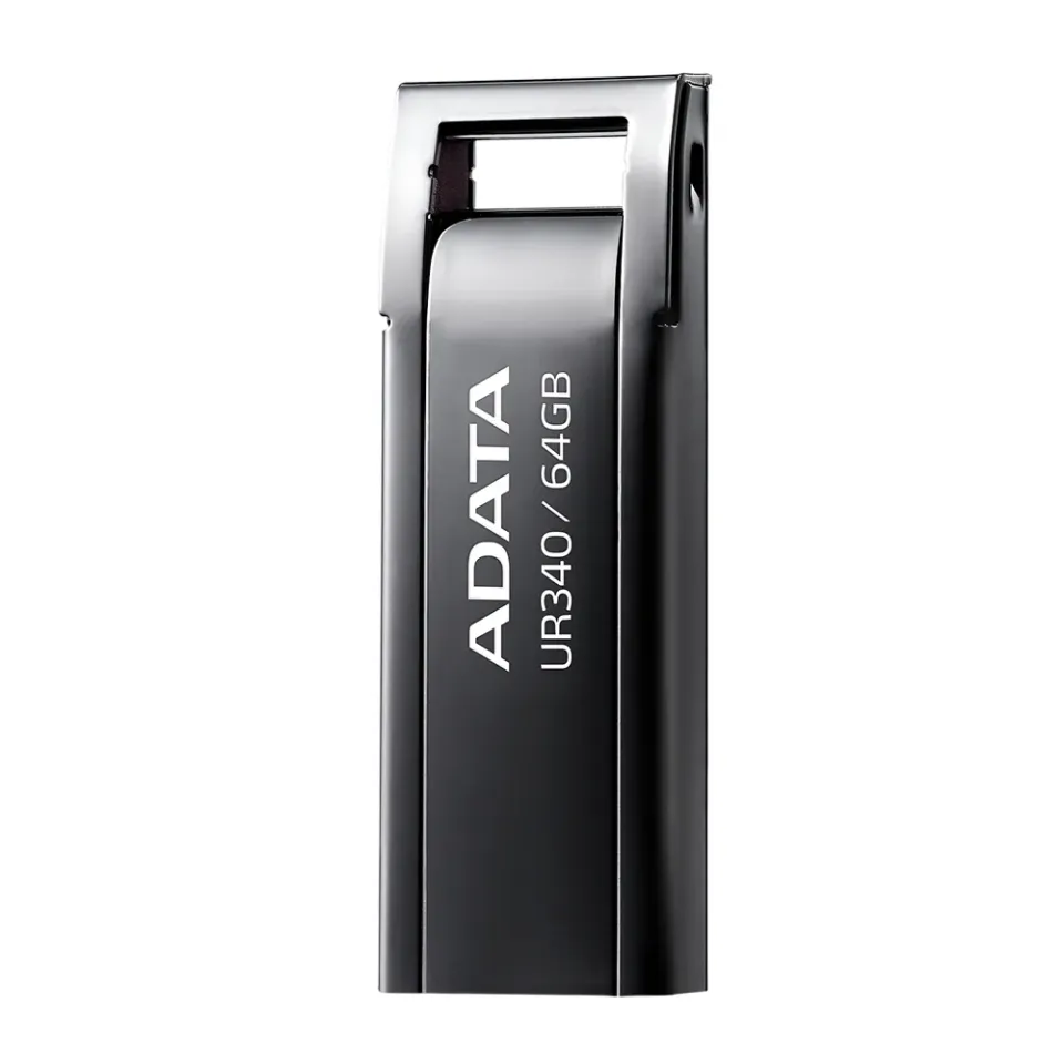 ADATA Flash Disk 64GB UR340, USB 3.2 Dash Drive, kov lesklá černá
