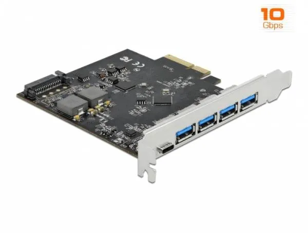 Delock PCI Express x4 Karta na 1 x USB Type-C + 4 x USB Typ-A - SuperSpeed USB 1