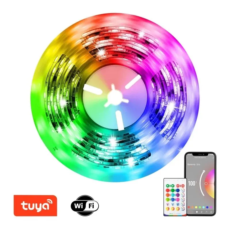 IMMAX NEO LITE SMART LED pásek/ 24W/ Wi-Fi/ IP65/ RGB/ CCT barevný/ 406lm/m/ 2700-6500 K/ stmívatel./ DO+Music/ 5m/ TUYA