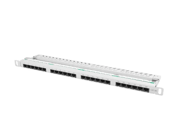 PATCH PANEL 24 PORTŮ 0,5U 19" CAT.5E UTP ŠEDÝ LANBERG