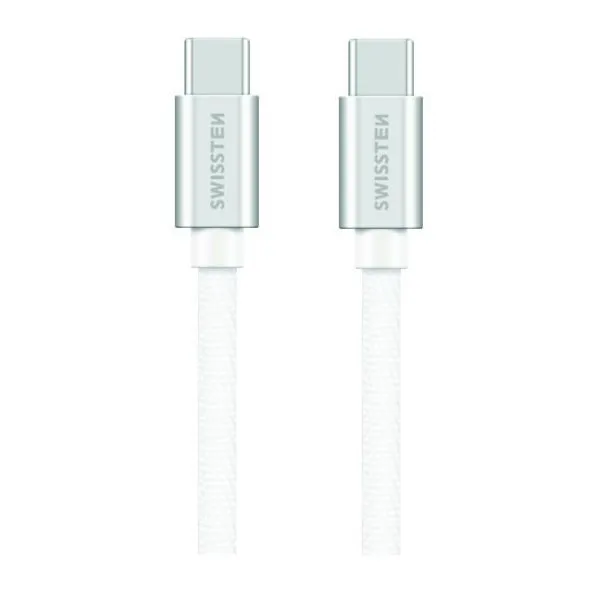 Swissten Datový Kabel Textile USB-C / USB-C 1,2 M Stříbrný