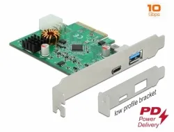 Delock Karta PCI Express x4 na 1 x externí USB Type-C samice s funkcí PD + 1 x e