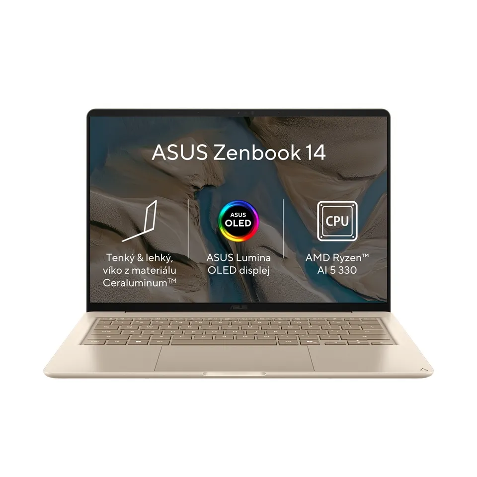 ASUS Zenbook 14/UX3480KA-OLED020W/AI5-330/14"/WUXGA/16GB/512GB/AMD int/W11H/Gold/2R