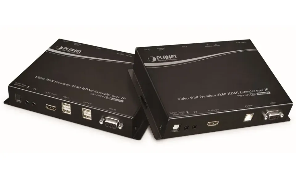 Planet IHD-420PR, HDMI a USB video reciever/ video wall, 4K/60, přijímač, multicast, IR, RS-232, napájení PoE