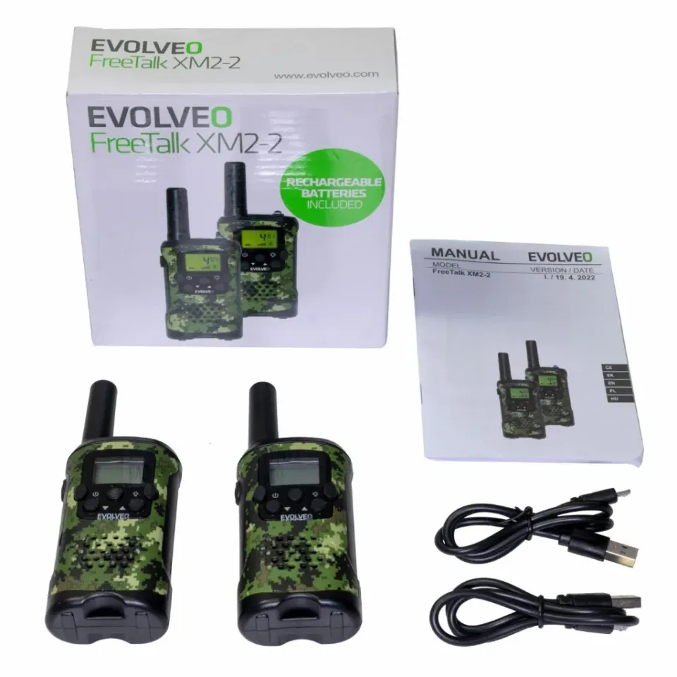 EVOLVEO FreeTalk XM2-2, sada 2 vysílaček bez dobíjecí základny, dosah až 8km
