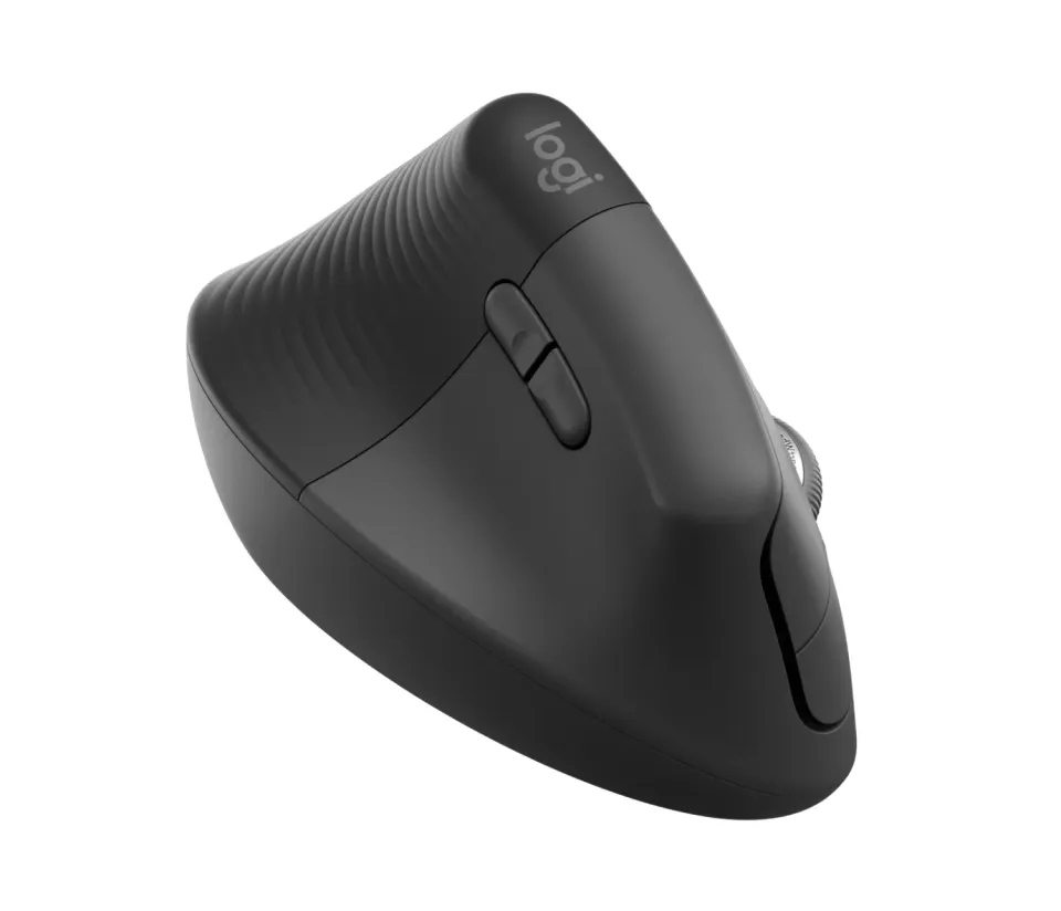 Logitech Lift Vertikální ergonomická myš pro Business, pro leváky, 2.4GHZ/BT, graphite/black