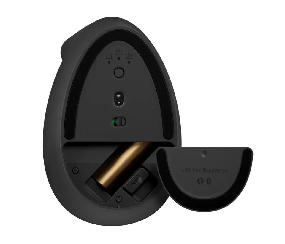 Logitech Lift Vertikální ergonomická myš pro Business, pro leváky, 2.4GHZ/BT, graphite/black