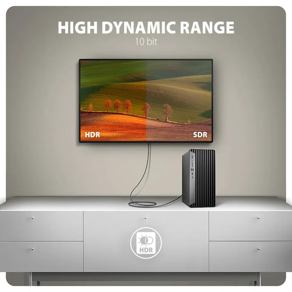 AXAGON RVD-HI20C2, DisplayPort -> HDMI 2.0b redukce / kabel 1.8m, 4K/60Hz