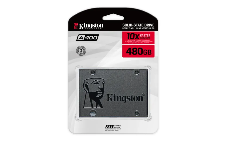 KINGSTON A400 SSD 480GB 6Gbps 2.5" (čtení max. 500MB/s / zápis max. 450MB/s)