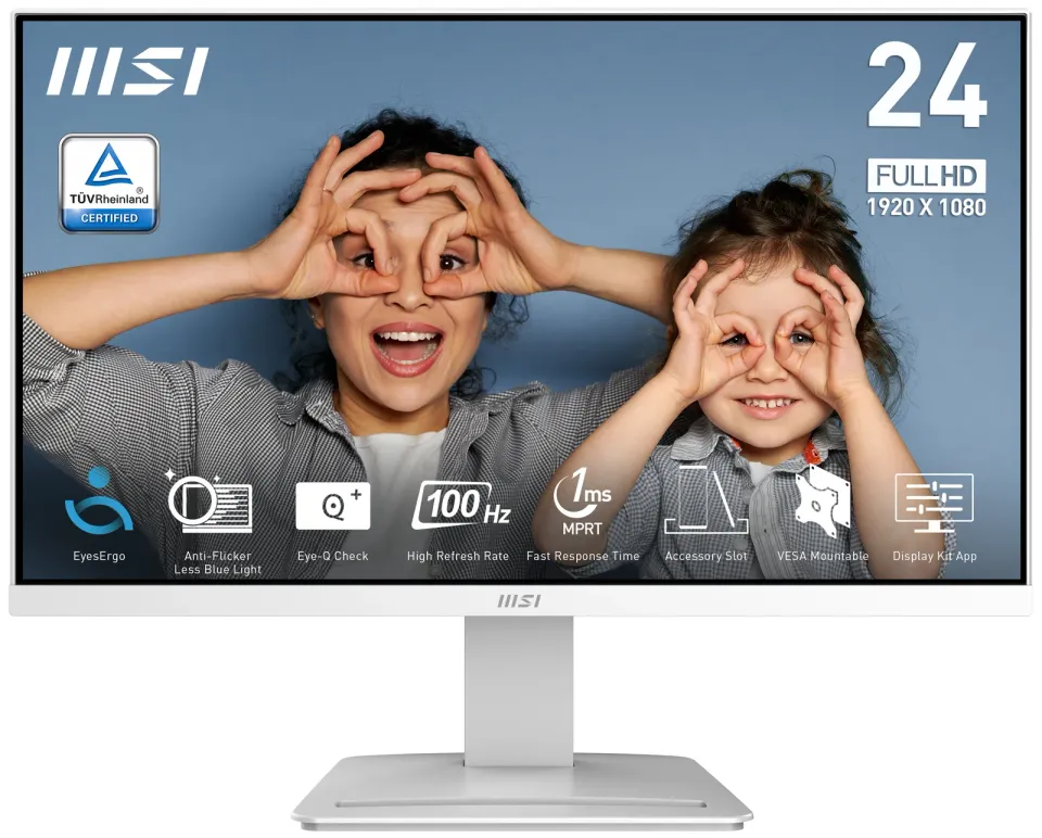 MSI monitor PRO MP2412W, 23,8" VA/1920 x 1080 FHD/100Hz/1ms/HDMI/DP/bílá