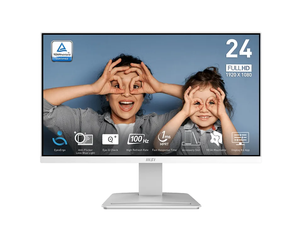 MSI monitor PRO MP2412W, 23,8" VA/1920 x 1080 FHD/100Hz/1ms/HDMI/DP/bílá