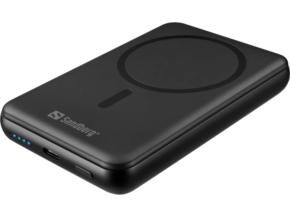 Sandberg SemiSolidState Magnet Powerbank 10000 mAh PD20W, magnetická powerbanka, černá