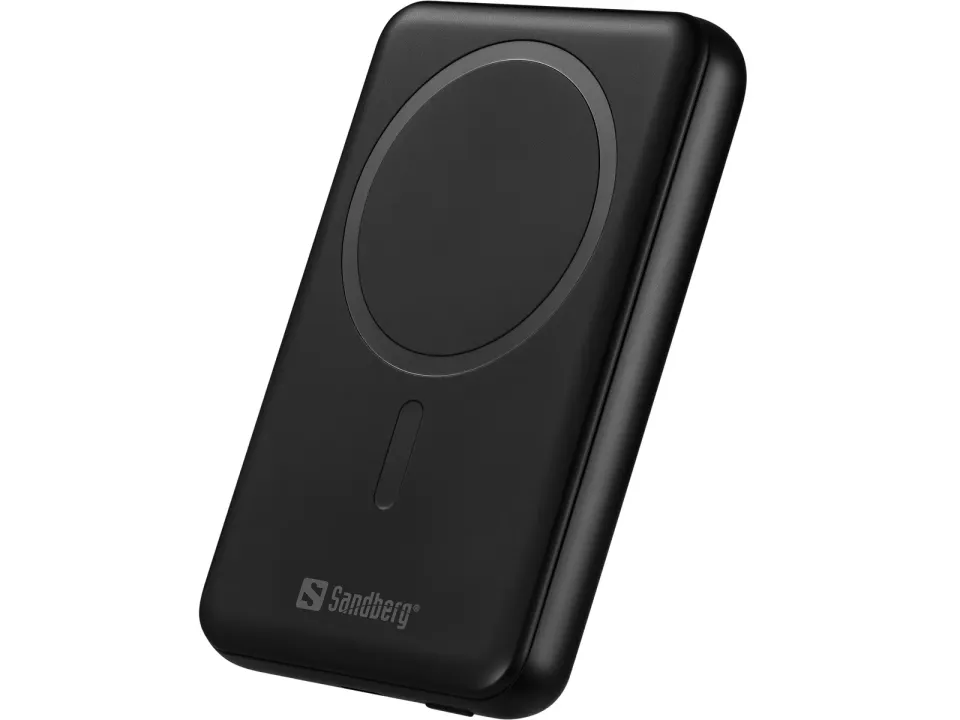 Sandberg SemiSolidState Magnet Powerbank 10000 mAh PD20W, magnetická powerbanka, černá