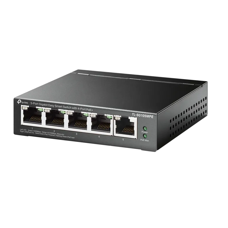 TP-Link Switch TL-SG105MPE Easy Smart, 5x GLAN, 4x PoE+, 120W