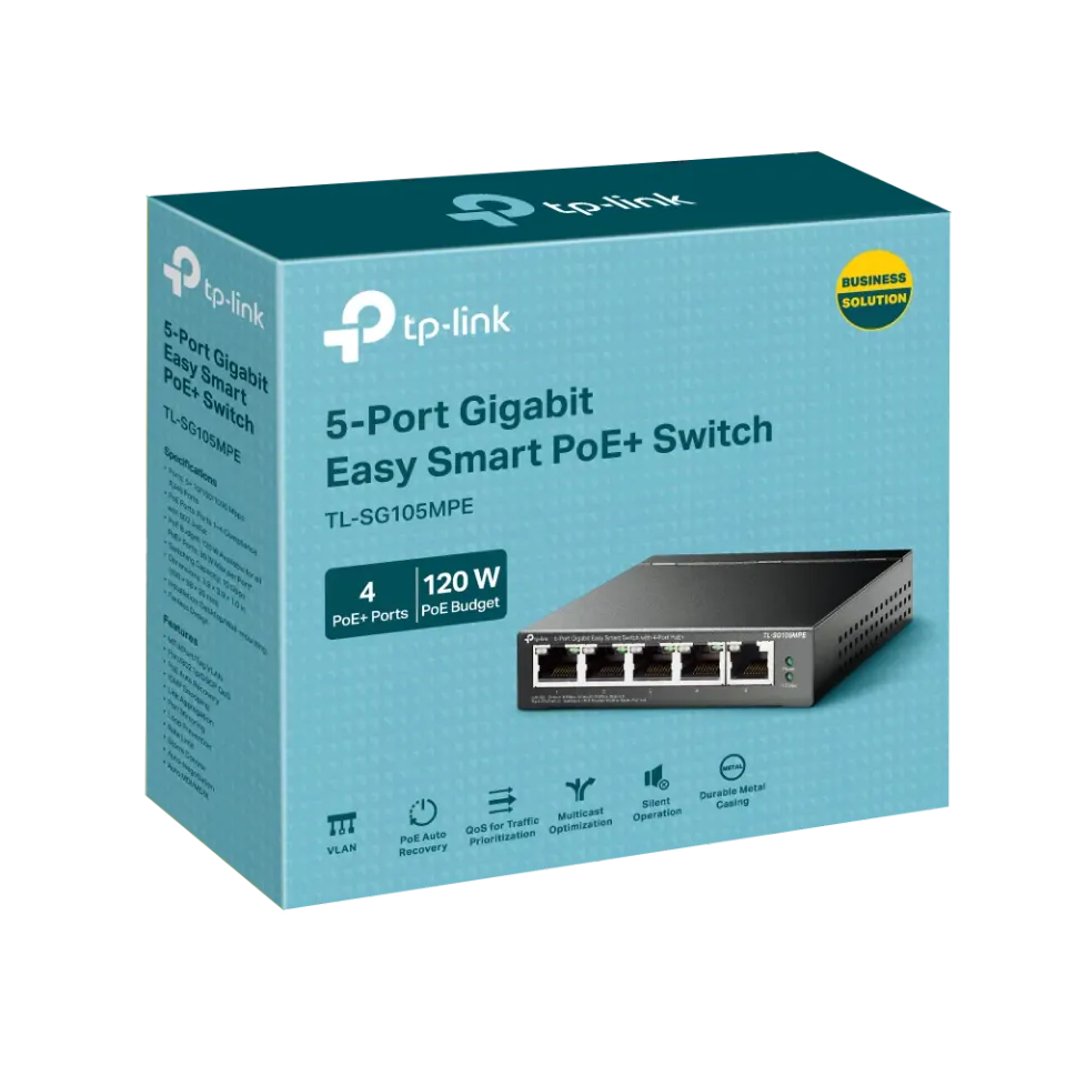 TP-Link Switch TL-SG105MPE Easy Smart, 5x GLAN, 4x PoE+, 120W
