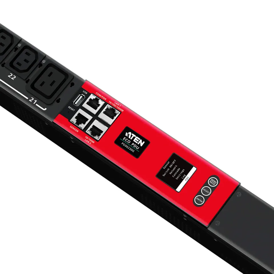 Aten PG96230 20A/16A 30-výstupní 3-fázová přepínatelná eco PDU