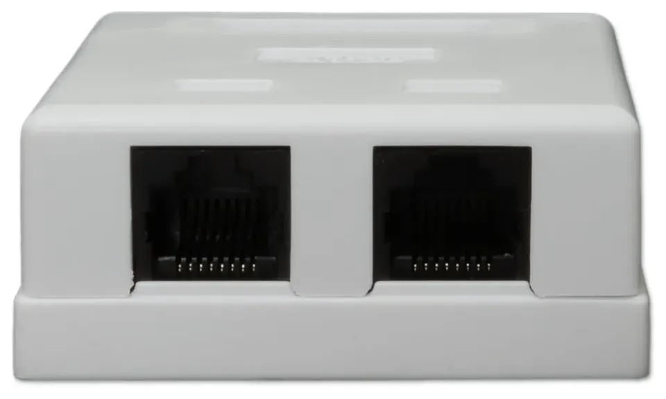 XtendLan Zásuvka 2x RJ-45, Cat5e, nestíněná, na zeď, spodní vývod, narážecí
