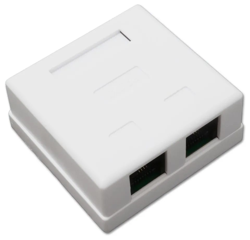 XtendLan Zásuvka 2x RJ-45, Cat5e, nestíněná, na zeď, spodní vývod, narážecí